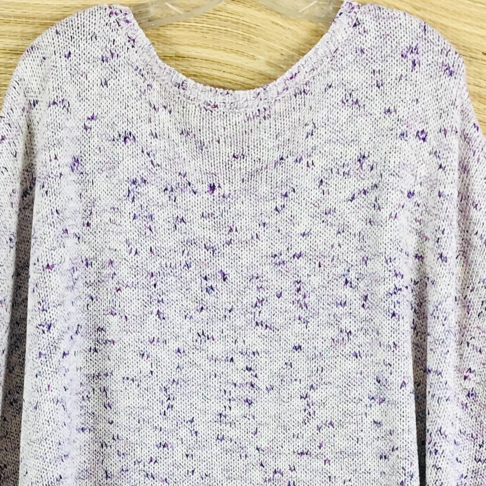 Johnny Was Blueberry Speckled Knit Tassel Sweater-Poncho Cream Size OS - Picture 8 of 13